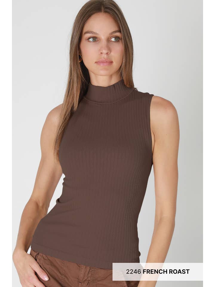 NIKIBIKI - Wholesale Knit Top - Women's - NS8427 - Wide Ribbed Mock Neck Sleeveless Top11
