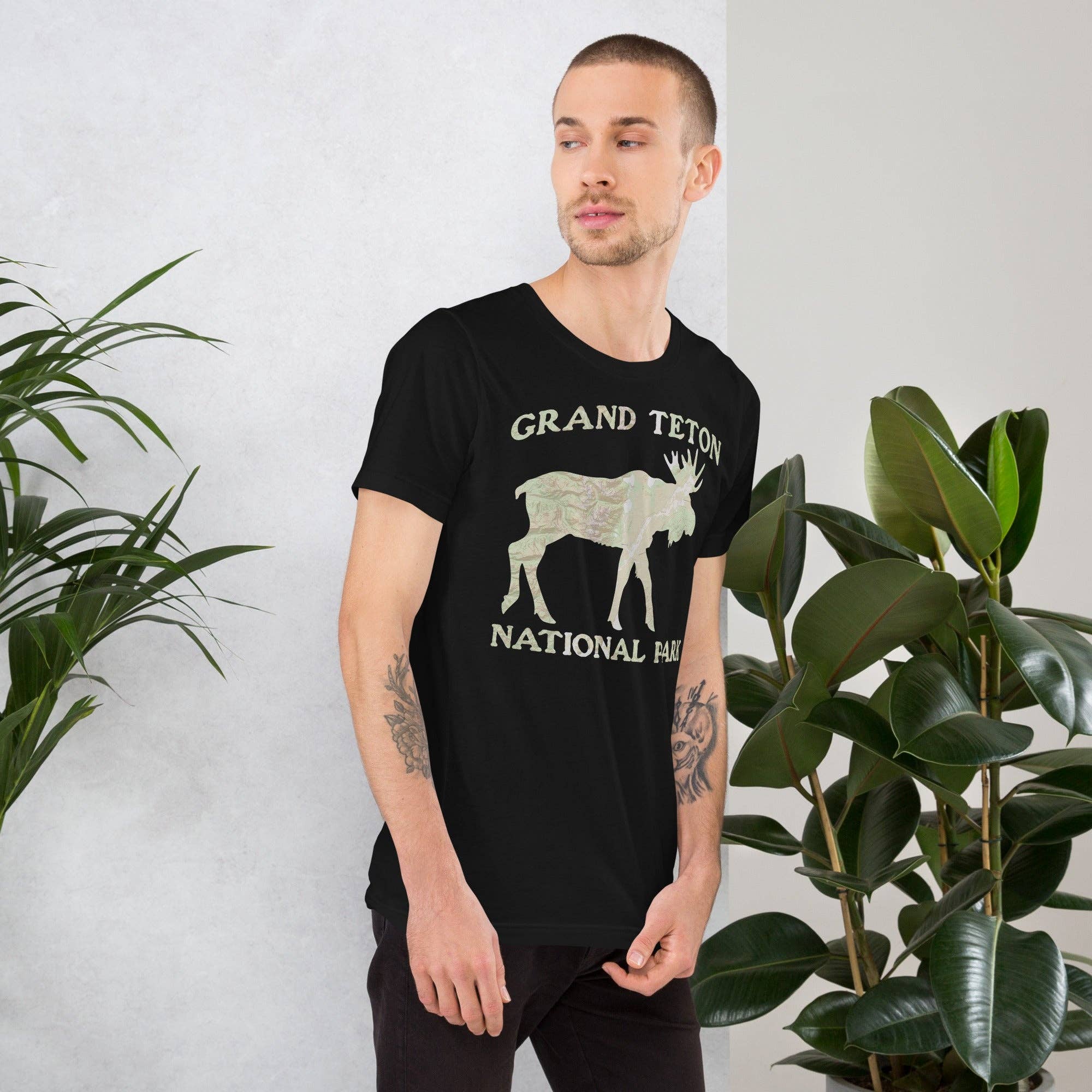 Parks Apparel - Wholesale Screen Printed T-Shirt - Unisex - Grand Teton Moose Topo T-shirt5