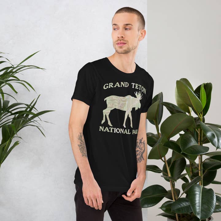 Parks Apparel - Wholesale Screen Printed T-Shirt - Unisex - Grand Teton Moose Topo T-shirt5