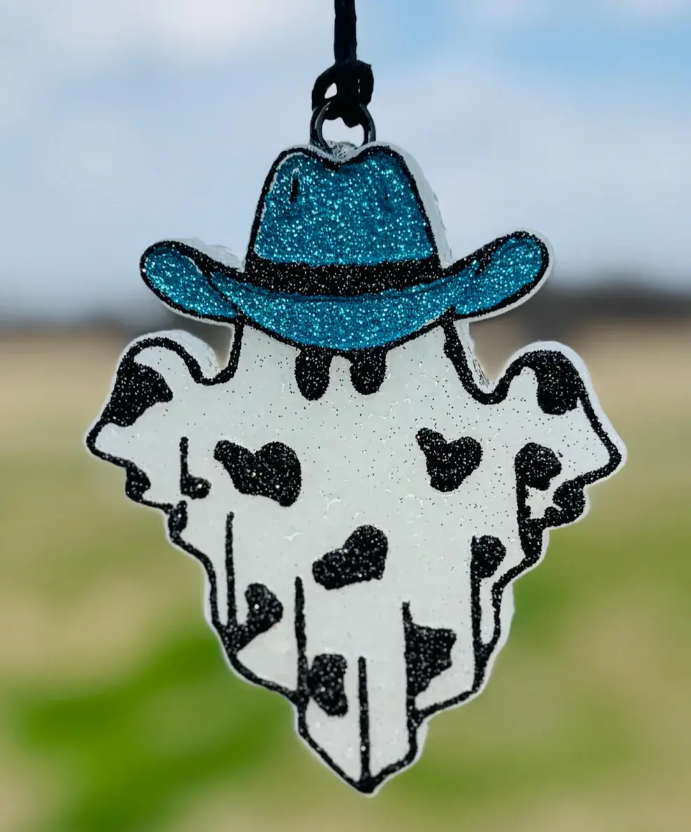 Scent Story Freshies - Wholesale Car Freshener - Unisex - Ghost with Cow print and Cowboy Hat1