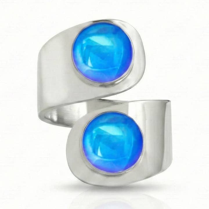 LeightWorks - Aurora Crystal Jewelry - Wholesale Cocktail/Statement Ring - Double Circle Ring0