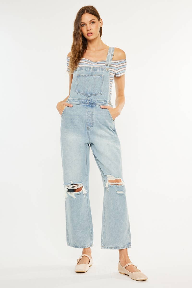 LIGHT 90s DISTRESSED DENIM OVERALL-KC1707L for wholesale on Faire3