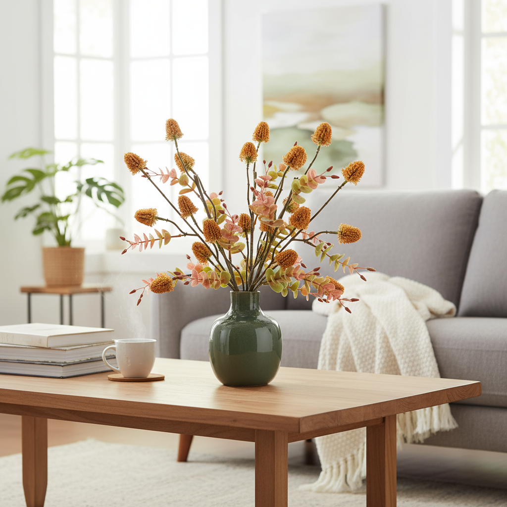 Flora Bunda Inc - Wholesale Artificial Flowers - Faux Wildflower Arrangement in Green Ceramic Vase – 17”2