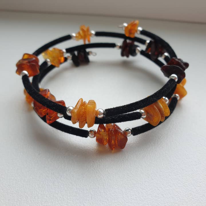 AmberLithuania - Wholesale Beaded Bracelet - Amber bracelet Adult Rough gemstine beaded bracelet Crystal1