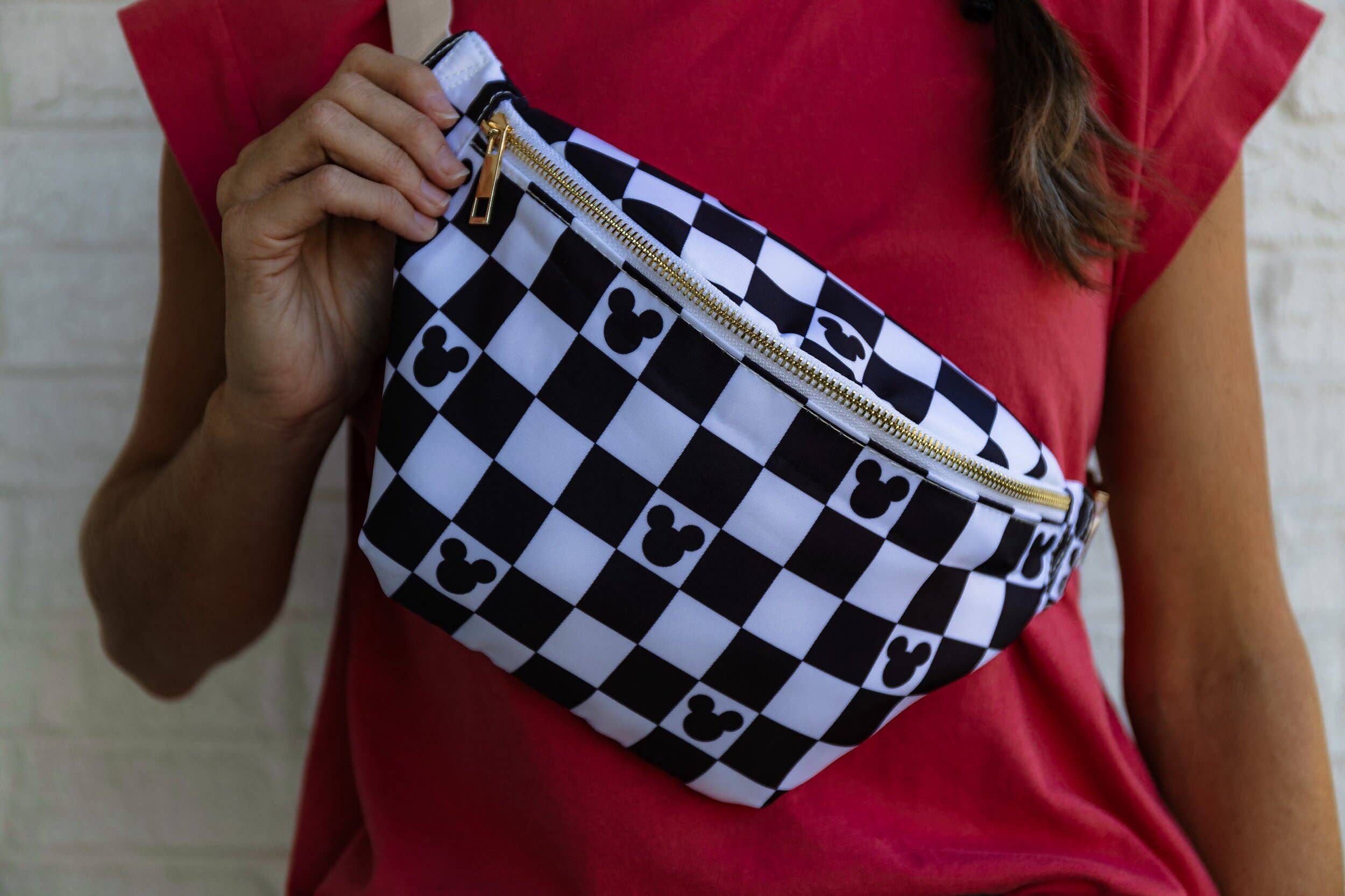 Lilybelle & Threads – wholesale Midjeväska - Dam – Mickey Rutigt Stort Fanny-paket0