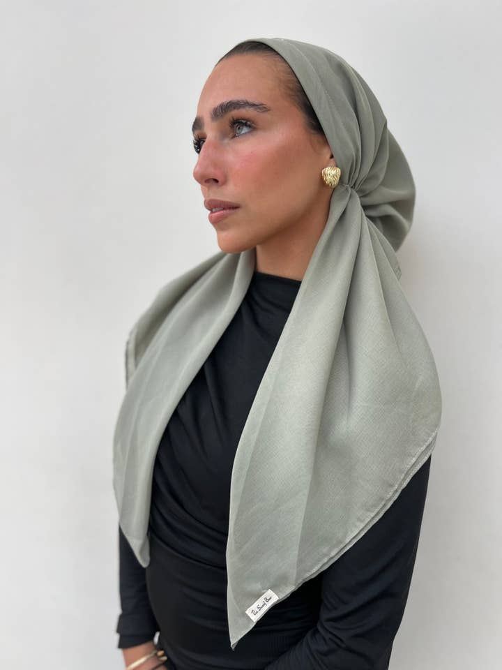VERSATILE PRETIED Cotton Olive Green (with Velvet Grip) for wholesale by The Scarf Bar