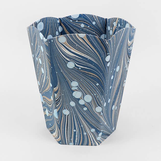 MARBLED SCALLOPED COLLAPSIBLE BASKET - FIRE WHIRL BLUE for wholesale by Craft Boat