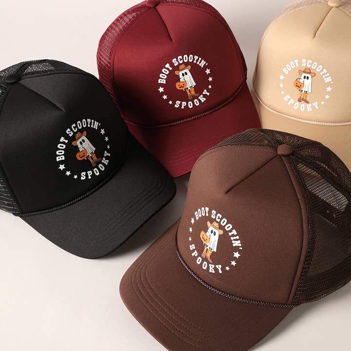 Fashion City - Wholesale Trucker Hat - Unisex - Boot Scootin' Spooky Print Halloween Trucker Hat14