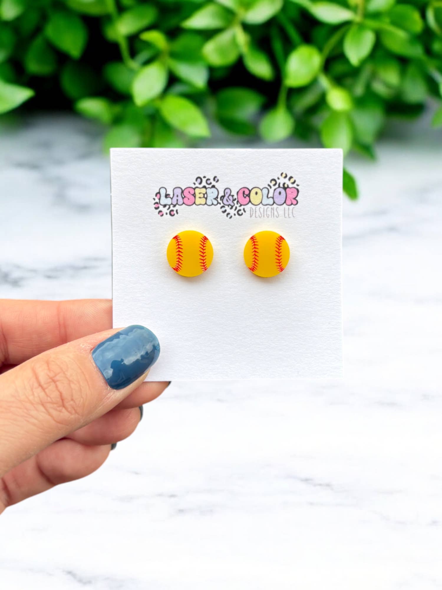 Laser & Color Designs LLC - Wholesale Stud/Post Earrings - Softball Acrylic Stud Earrings, Sports Earrings0