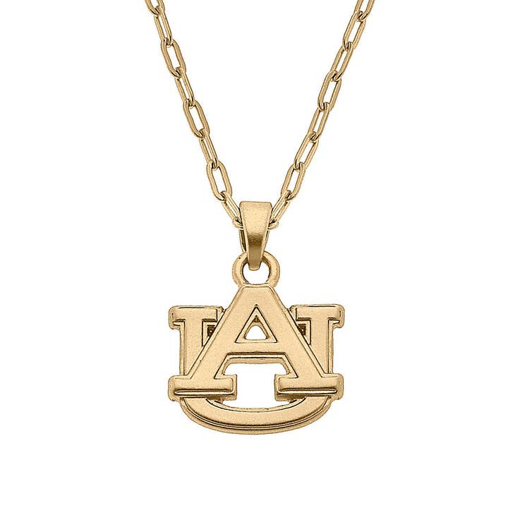 Collar con colgante de Auburn Tigers chapado en oro de 24 quilates para venta al por mayor de Canvas Style