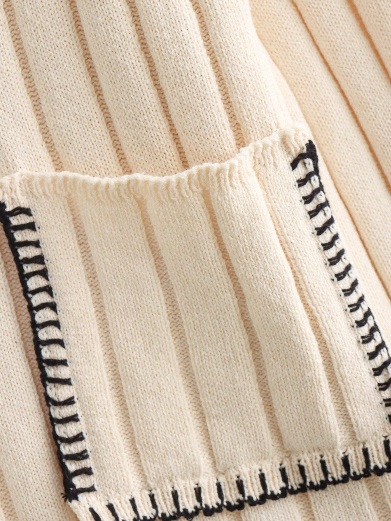 BEIGE V-Neck Ribbed Knit Sweater for wholesale on Faire11