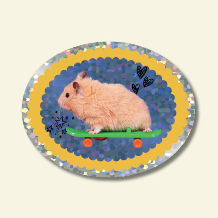 Shellflower - Wholesale Sticker - Skateboard Hamster Glitter Vinyl Sticker0