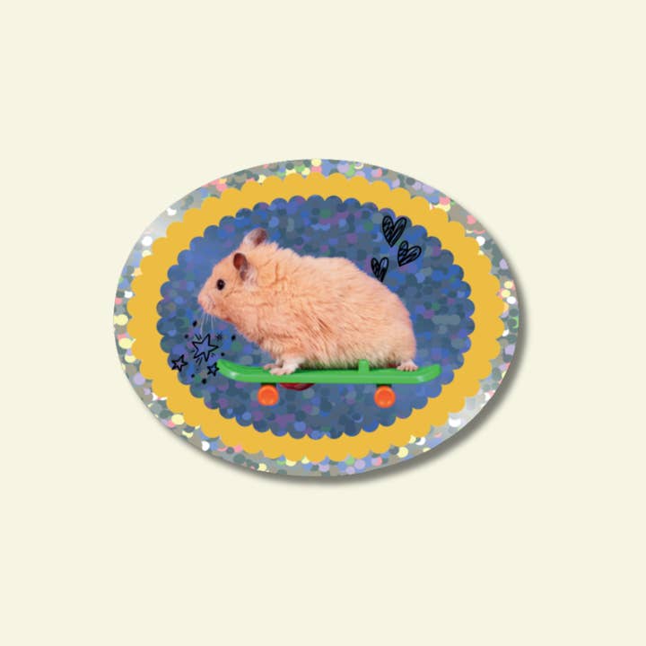 Shellflower - Wholesale Sticker - Skateboard Hamster Glitter Vinyl Sticker