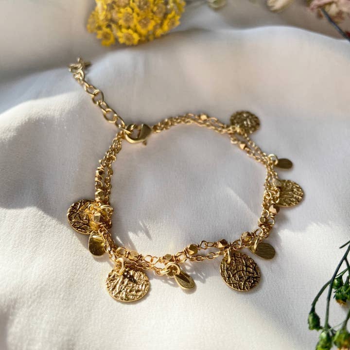 Ashiana London - Wholesale Charm/Dangle Bracelet - Athens Gold Coin Charm Bracelet2
