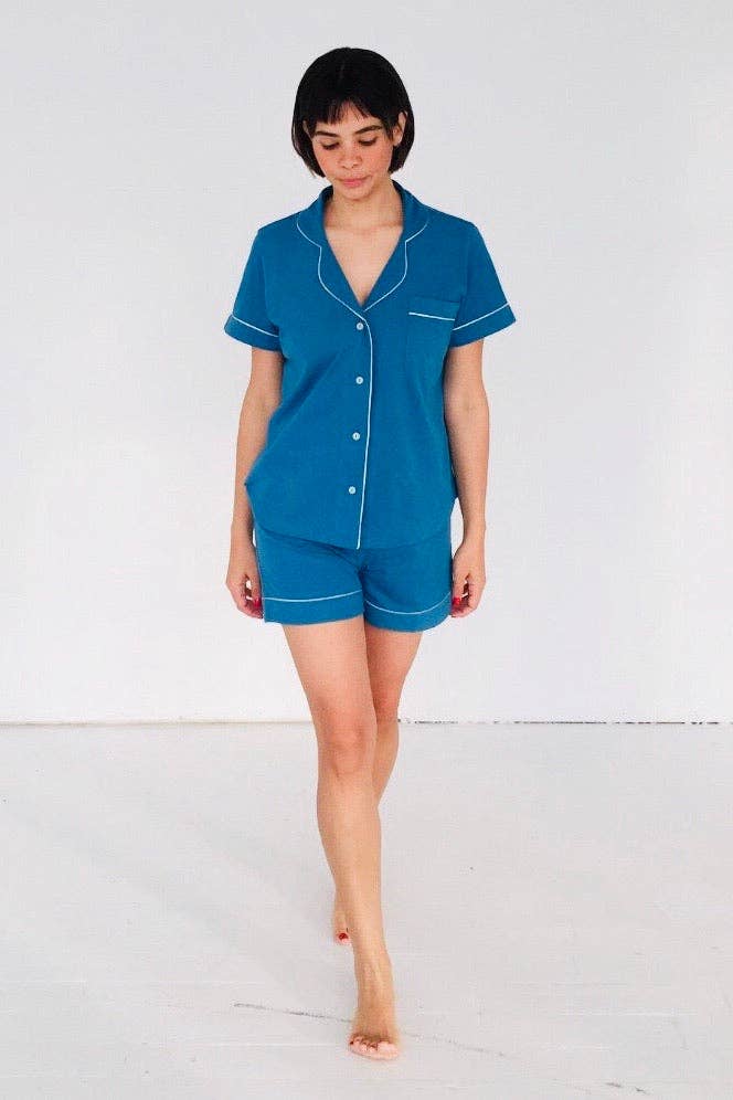 Salua Lingerie - Wholesale Sleepwear Set - Women's - SALUA Classic Luxury Shorties Pajamas in Brushed Pima Cotton6