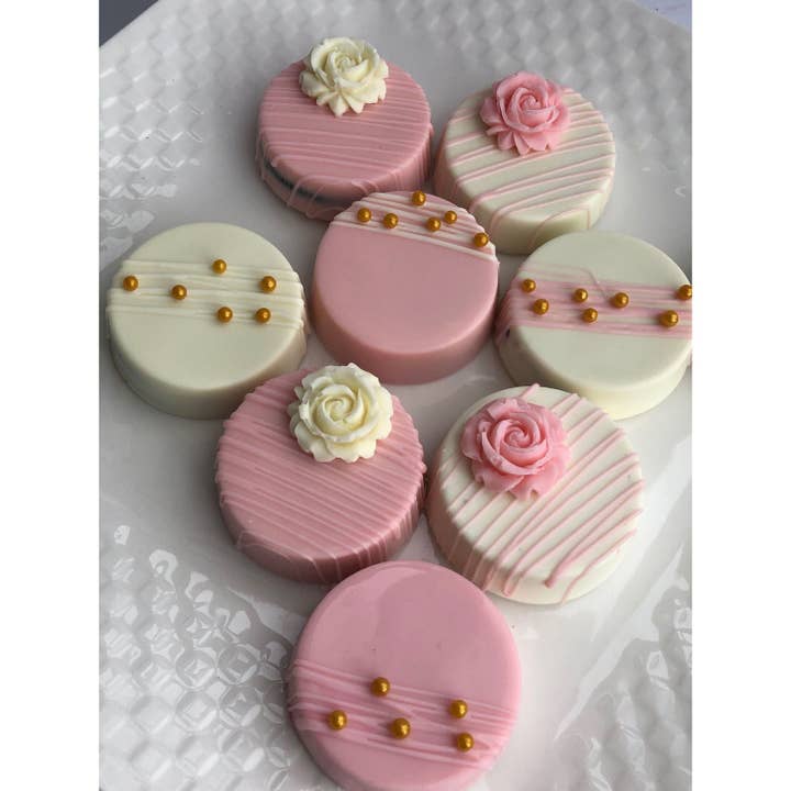 Chocolates Unlimited by Denise - Wholesale Chocolate Covered Sweets - Pink & White Flowered Chocolate Covered Oreos2
