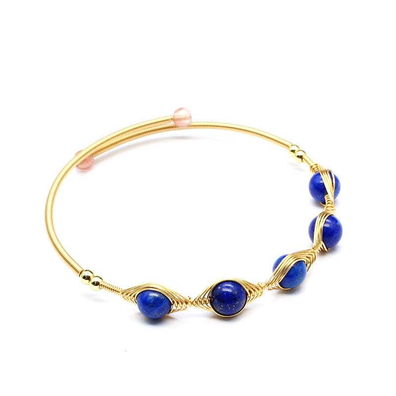 Mio Queena – Engroshandel Manchetarmbånd – Håndflettet kobbertråd med naturlige sten - armbånd med justerbar elastisk åbning8