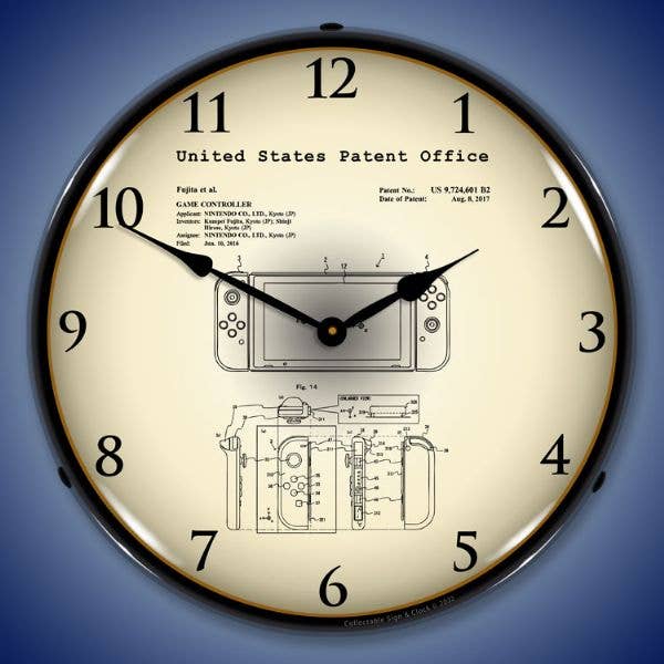 Brevet 2016 de la manette de jeu Nintendo Switch pour la vente par Collectable Sign and Clock LLC.