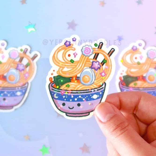 Space Ramen - klistermærke (holografisk gnist) for engroshandel hos Yeppenny Doodles LLC