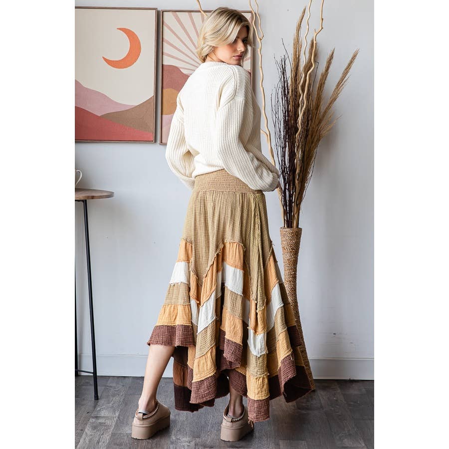 Oli&Hali – wholesale Skirt – Women’s – WASHED TIERED SMOCKED WAIST FLARE HEM SKIRT15