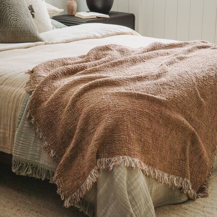 Crane Home - Wholesale Throw Blanket - Reversible Chestnut Harmony Throw Blanket, 55" x 60"2