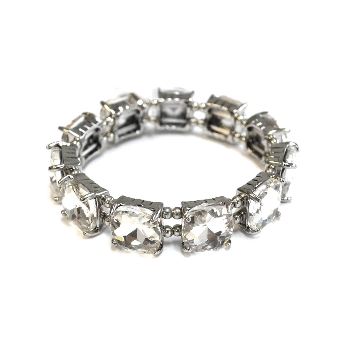 StarryNYC - Vendita all'ingrosso Braccialetto con ciondolo/pendente - Bracciale elasticizzato con cristalli in vetro tagliato a cuscino31