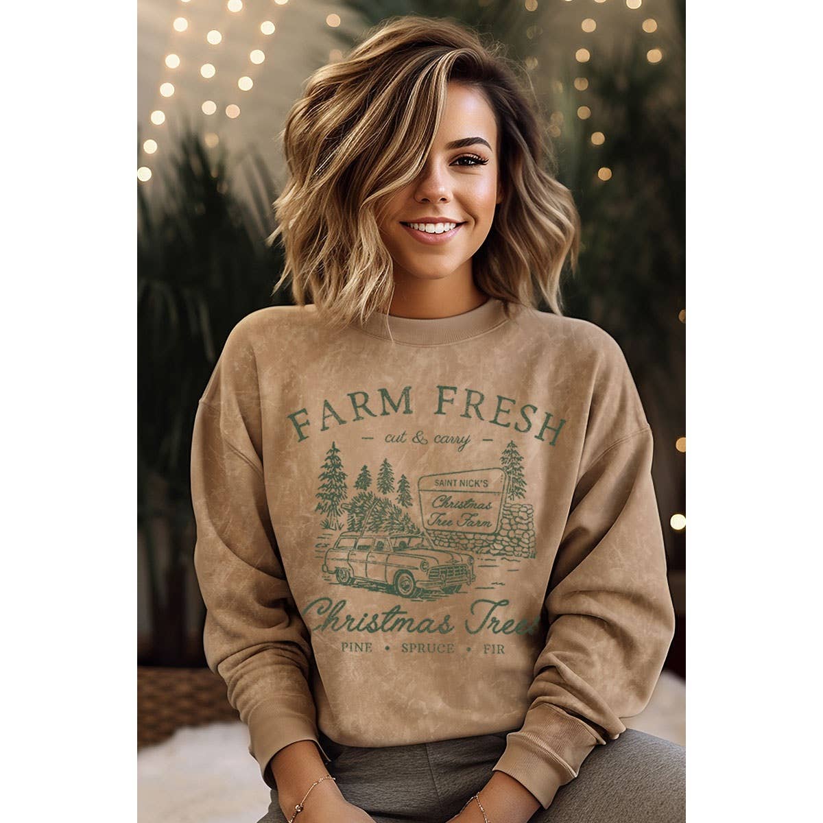 HRTandLUV – Engroshandel Sweatshirt - Dame – FARM FRISKE JULETRÆER MINERAL GRAFISK SWEATSHIRT7