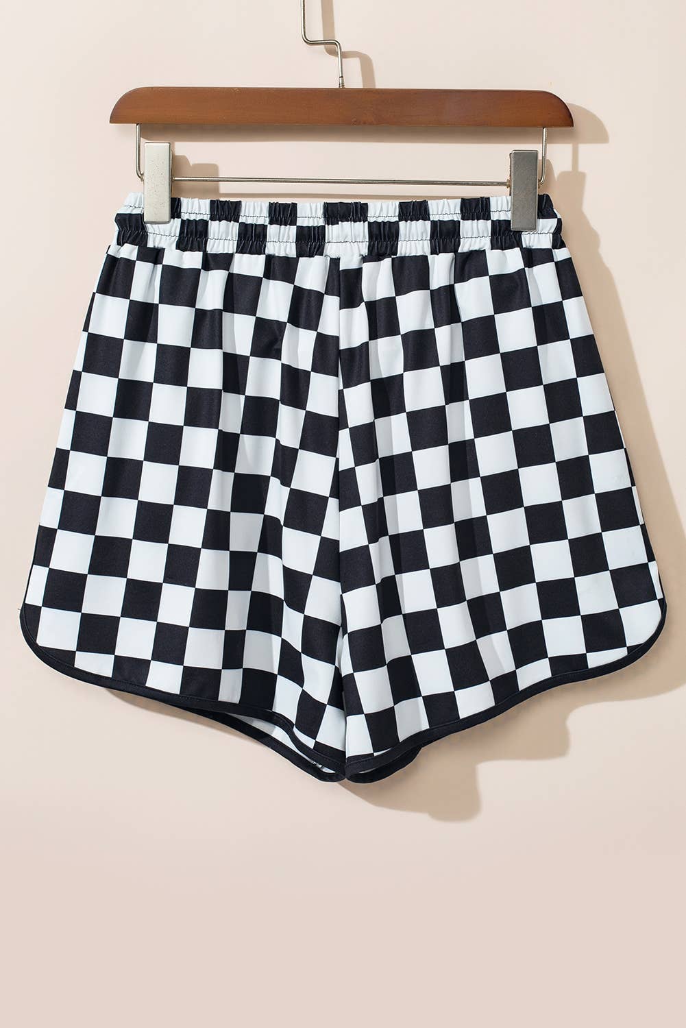 LA Society - Wholesale Shorts - Women's - Checkered Drawstring Elastic Waist Casual Shorts11