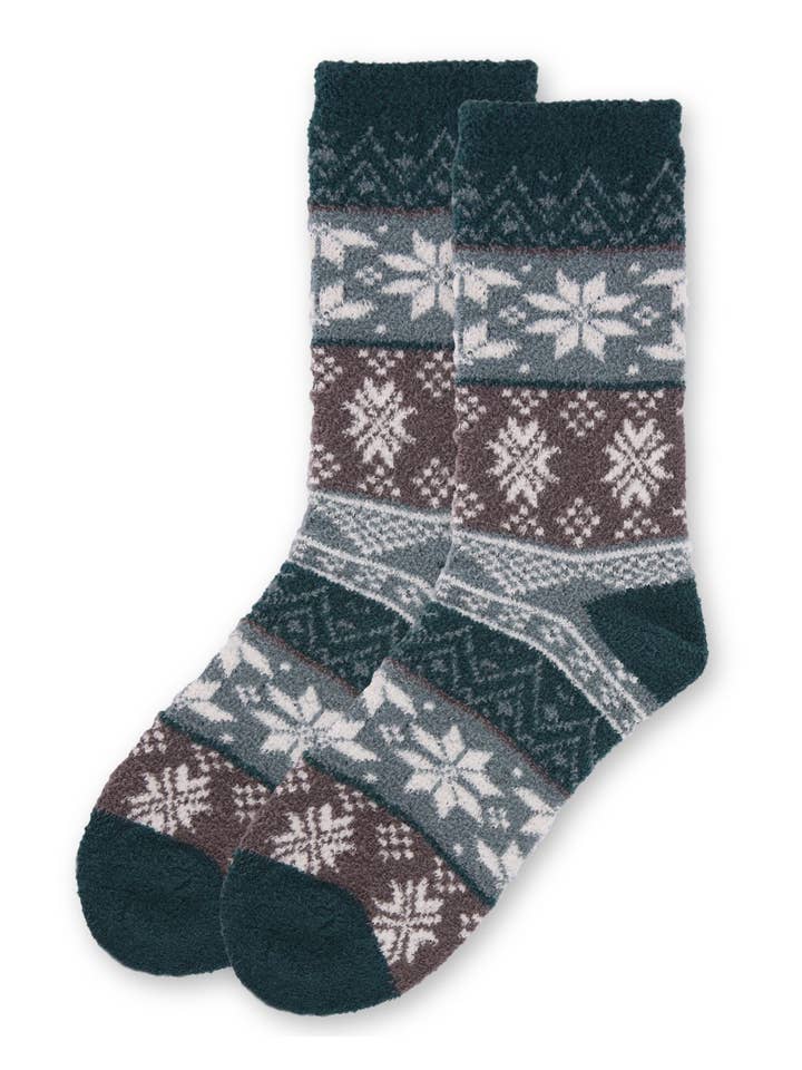 Infinity Classics International Inc. – Großhandel Socken – Damen – Snowflake Fair Isle superweiche, kuschelige Crew-Socke2