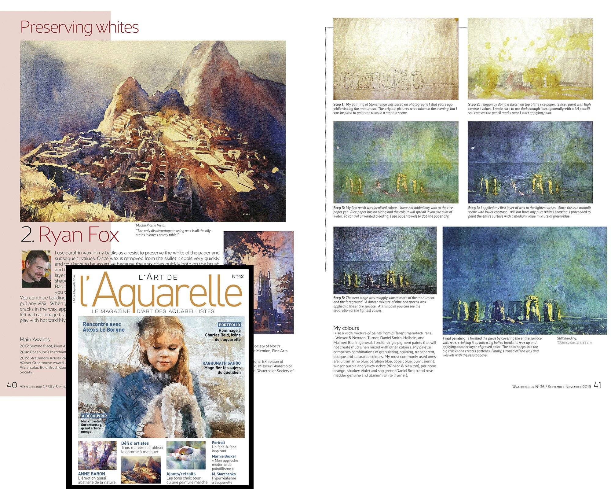 Ryan Fox Fine Art - Wholesale Art Print - Jamaican crane flying over water in Montego Bay.  Watercolor painting crane art bird Jamaica Montego Bay ocean artwork crane colorful art (print)9