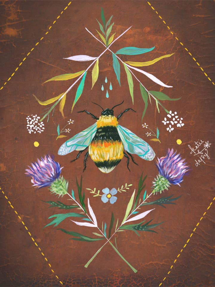 Bee Print for wholesale by Katie Daisy