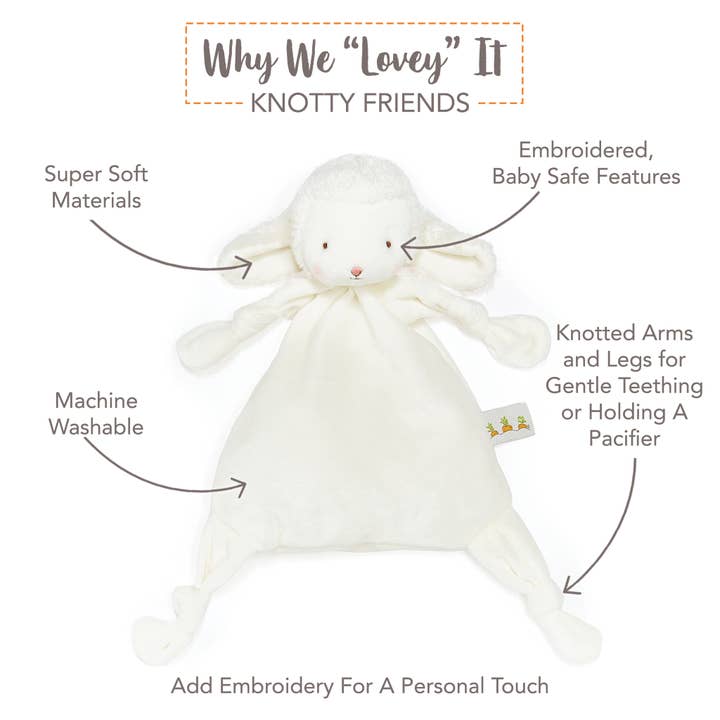 Bunnies By the Bay - Wholesale Security/Cuddle Blanket - Baby - Kiddo Knotty Friend2