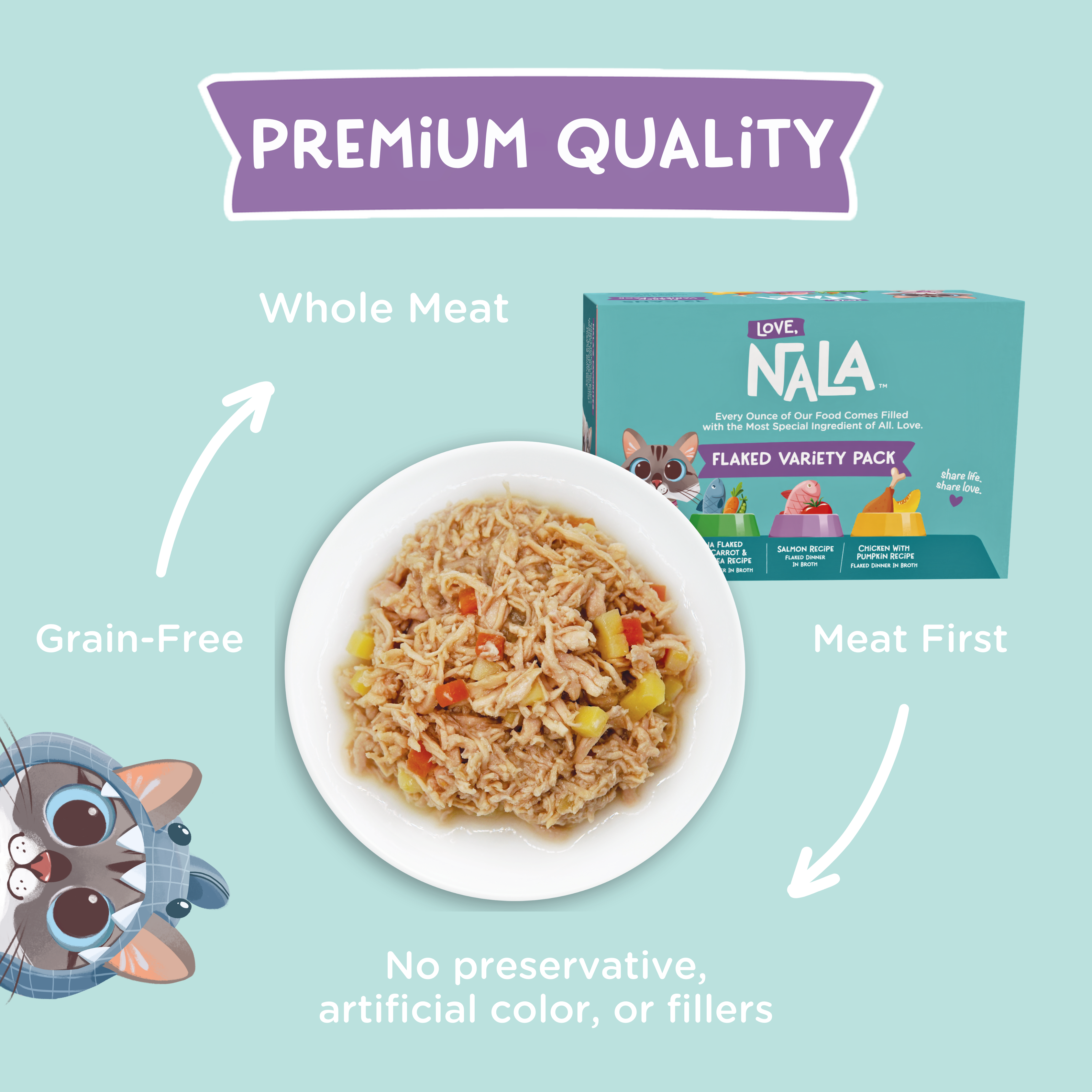 Love, Nala - Wholesale Pet Food - Cat - Adult Cat Food - FLAKED Variety Pack1