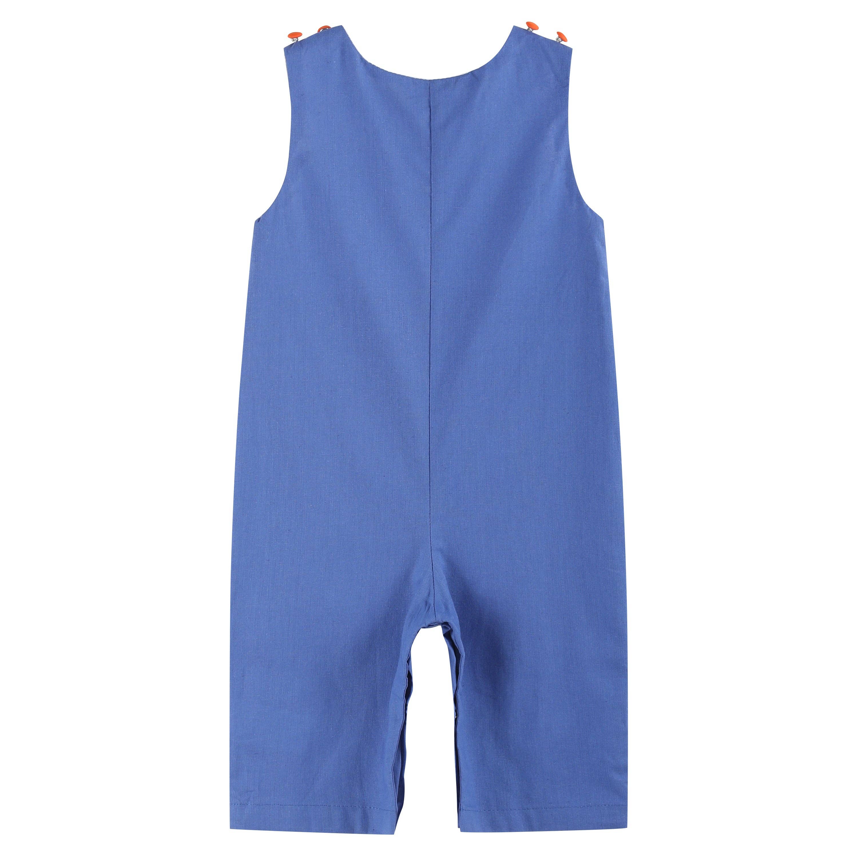 Lil Cactus - Wholesale Overalls - Kids - Blue Pumpkin Sunflower Smocked Overalls1
