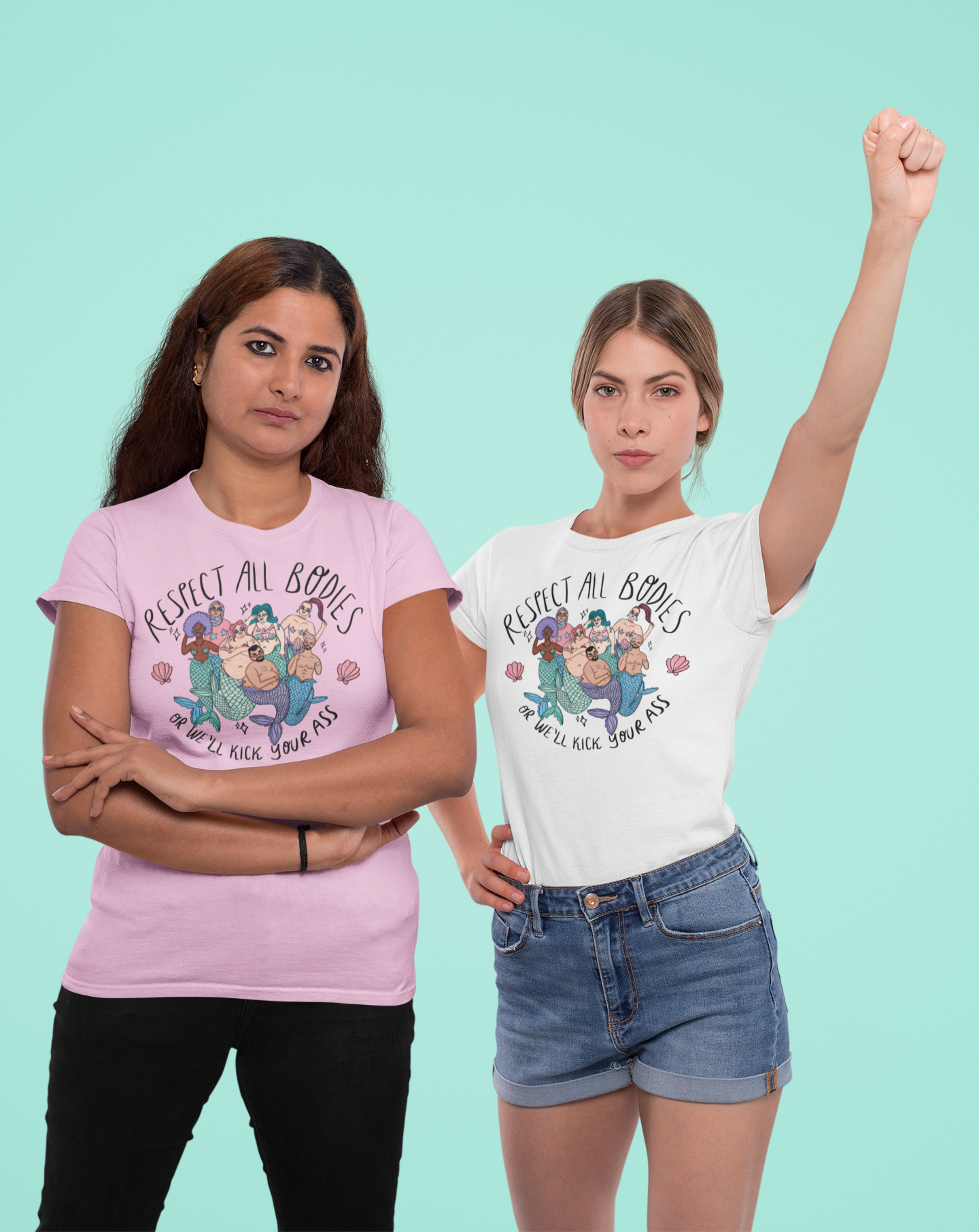 Chiaralascura – wholesale T-shirts med screentryck – Dam – Unisex t-shirt i ekologisk bomull med Body Positive sjöjungfruar15