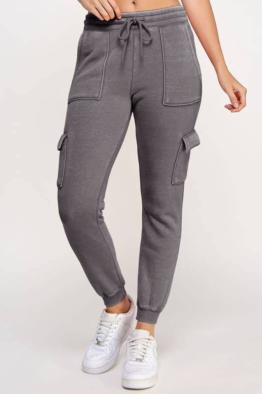 Vanilla Monkey - Wholesale Athletic Sweatpants/Joggers - Women's - Fleece Burnout High Rise Cargo Jogger2
