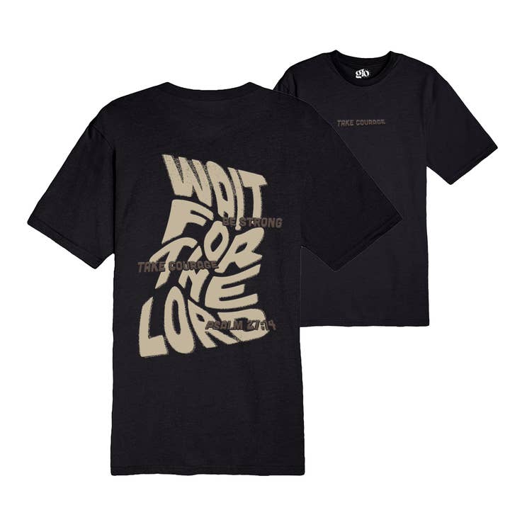 Wait For The Lord Graphic Tee - Black for wholesale by GLO- God's Love Overcomes