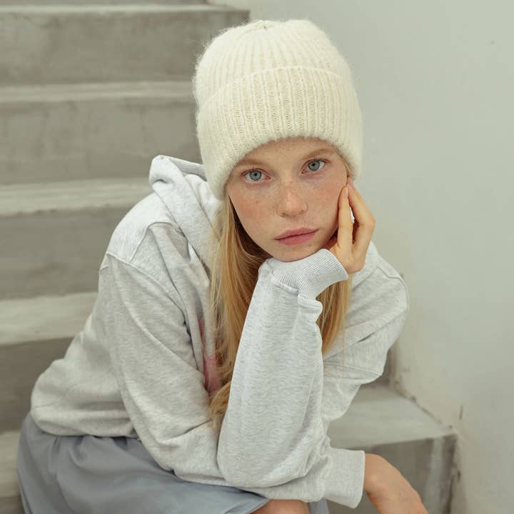 Solid Color Alpaca Wool Blend Knitted Beanie for Women for wholesale by SALINA TRADING INC