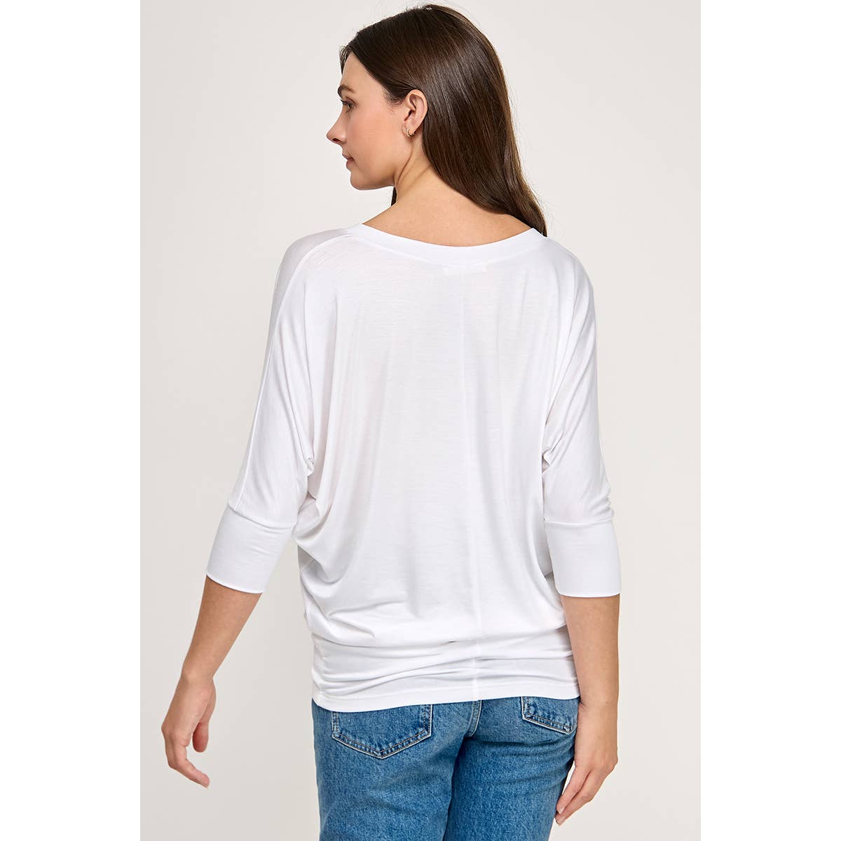 Heimious - Wholesale Knit Top - Women's - 3/4 Dolman Sleeve V-neck Modal Jersey Top, 25735