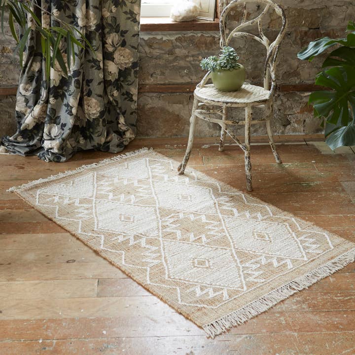 Jute and Cotton Embroidered Rug for wholesale by Patina Vie