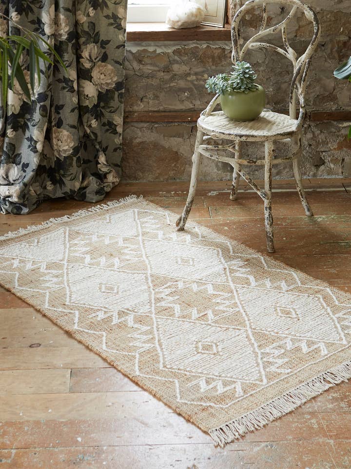 Jute and Cotton Embroidered Rug for wholesale by Patina Vie