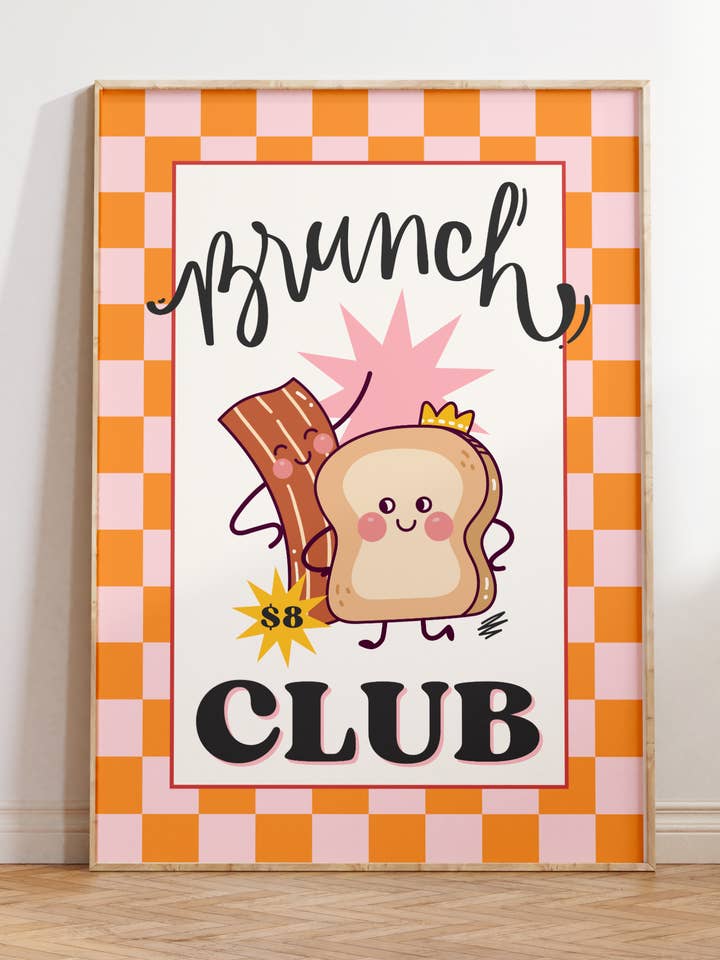 Brunch Club Food Print | Wall Art Poster | Funky Home Decor for wholesale by By Honey Studios