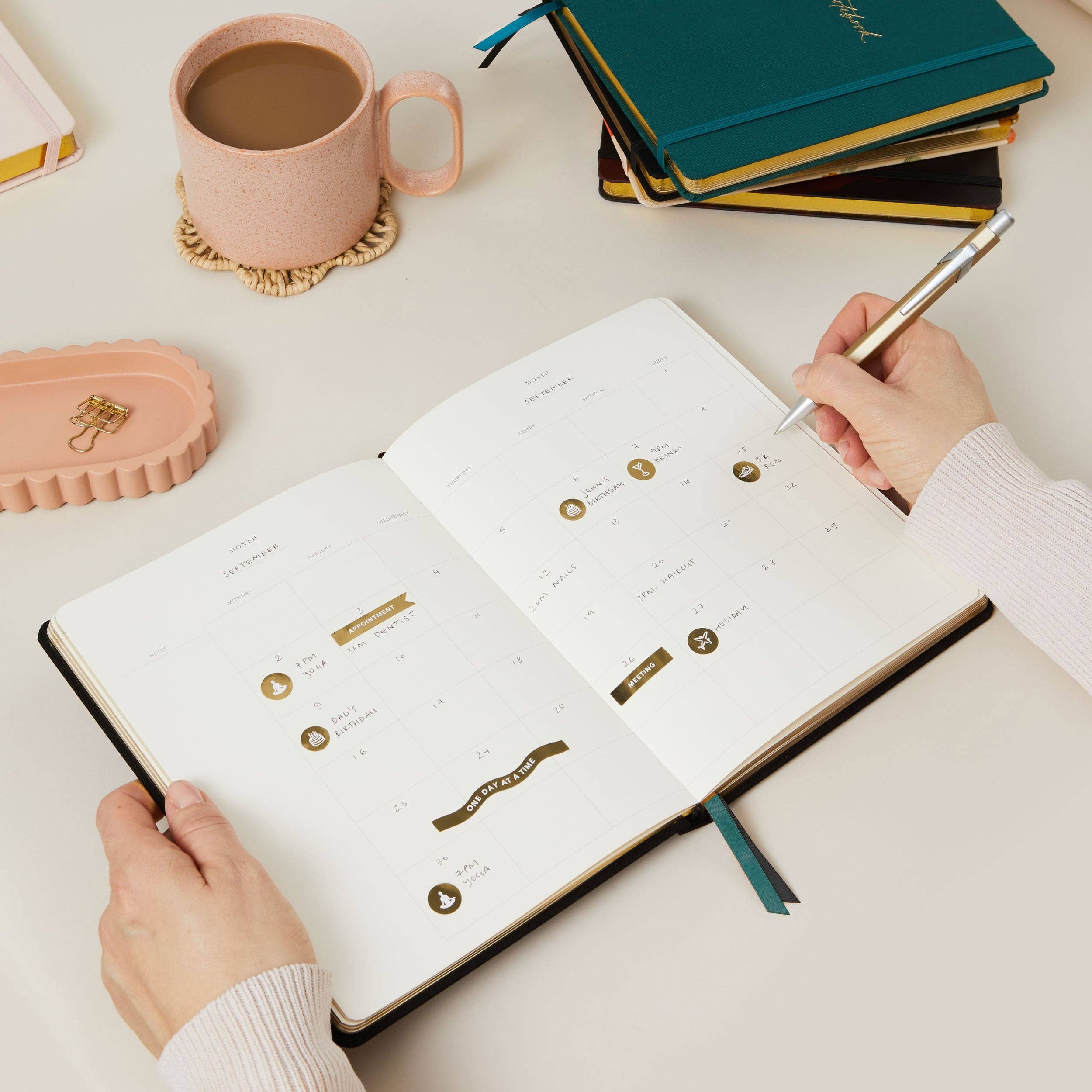 Blush And Gold - Vendita all'ingrosso Planner - Planner settimanale senza data « Juniper » con copertina in tessuto7