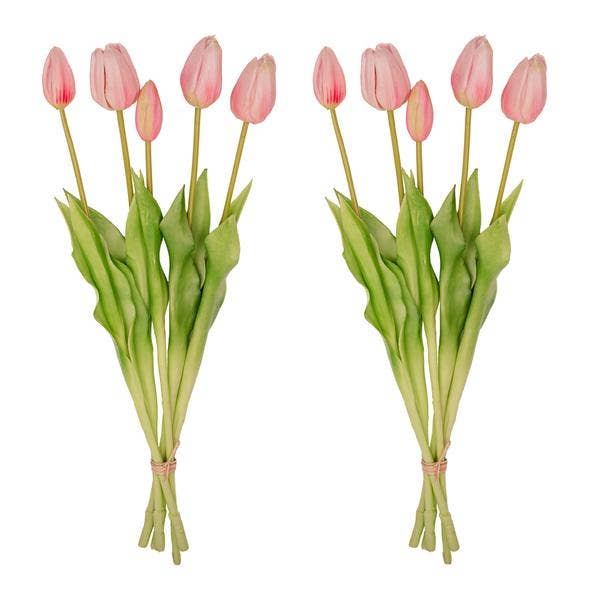 Oasis of Life - Wholesale Artificial flowers - Pink Tulip Bouquet – 10 Artificial Tulips – 42 cm – Real Touch – Cheerful & Durable Home Decoration0