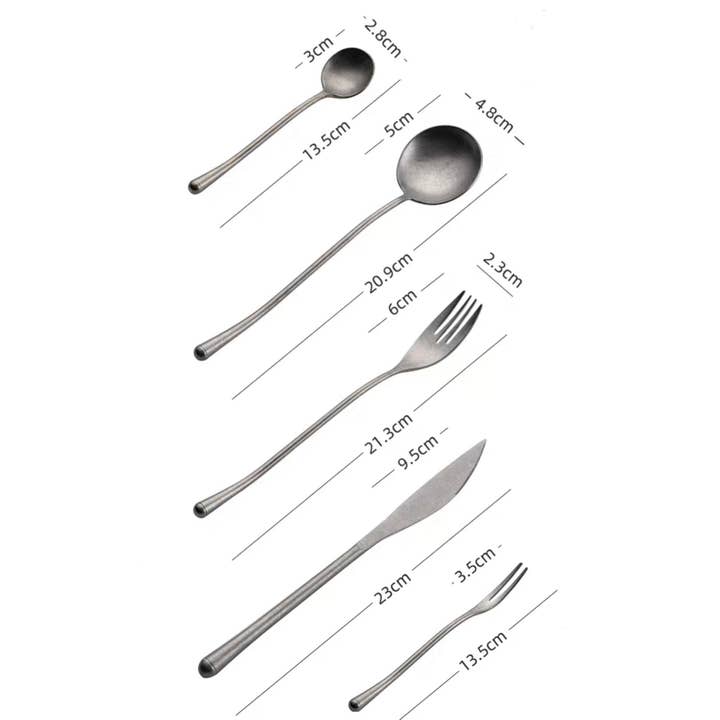 Gohobi - Wholesale Assorted Cutlery Set - Gohobi A Set of 5 Pieces Stonewashed Stainless Steel Cutlery