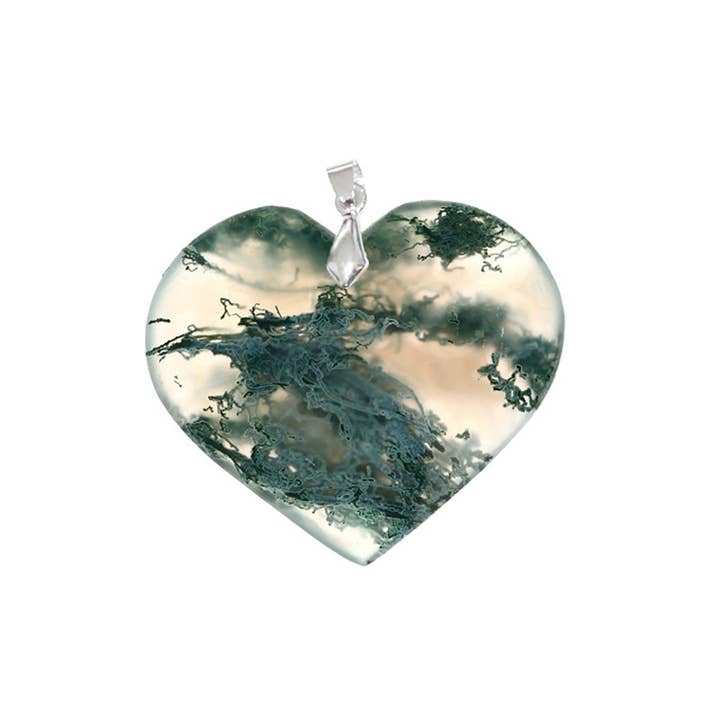 Artisans de Madagascar - Vendita all'ingrosso Collana con ciondolo/pendaglio - Ciondolo a forma di cuore in agata muschiata del Madagascar da 2 a 3,5 cm