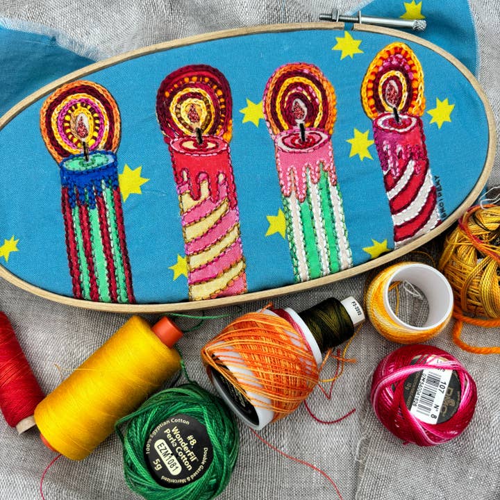 Dropcloth Samplers - Wholesale Embroidery/Cross Stitch Supplies - DIY Embroidered Candle Ornaments Printed Sampler