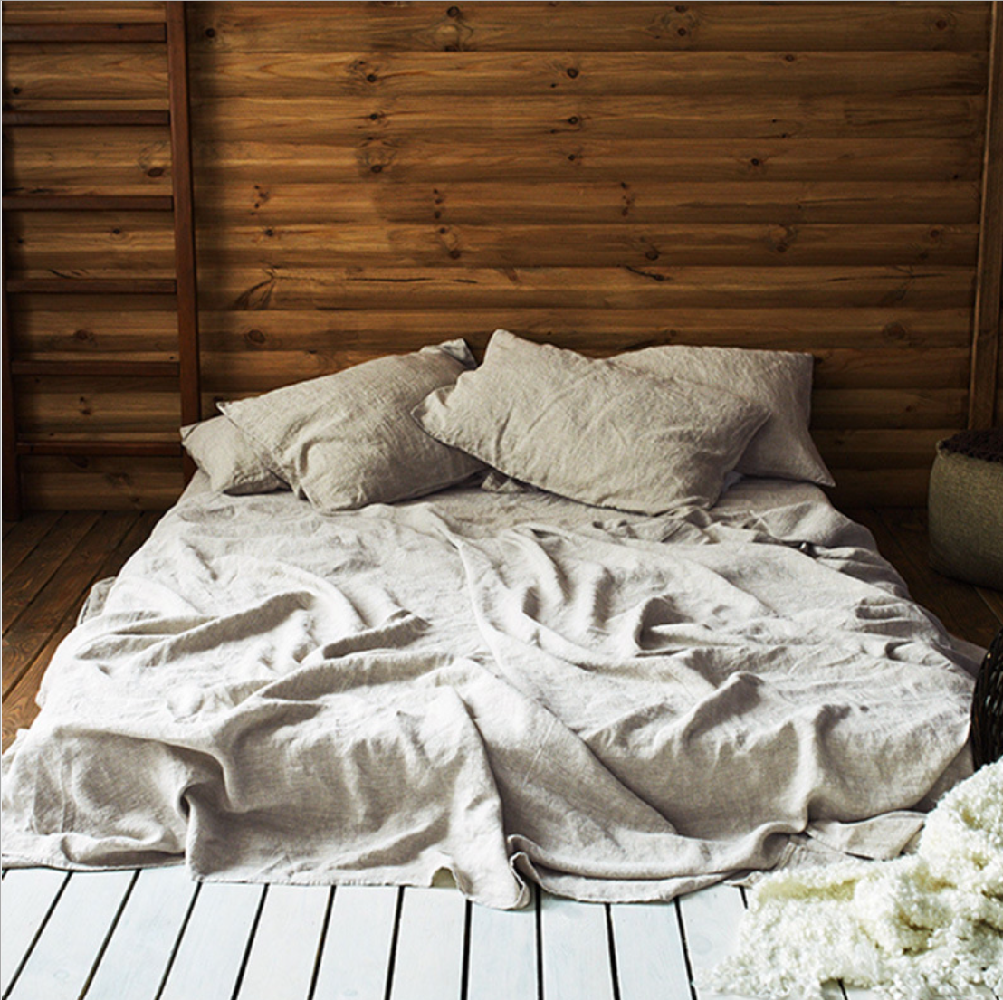 Q VITA - Vente Housses de couette - Ensemble de housse de couette en lin français (3PCS) - Avoine1