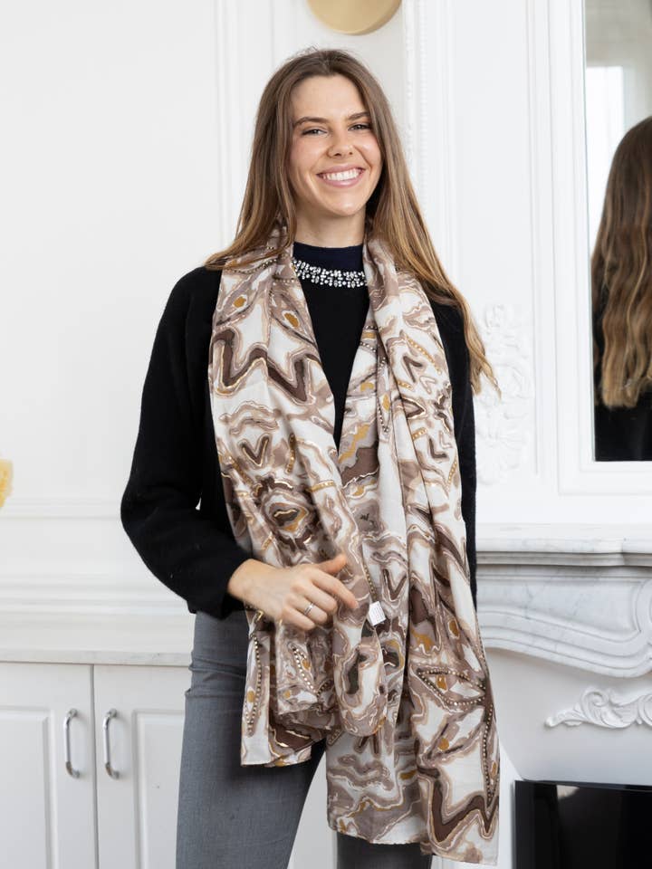 HH-217 Printed scarf with gilding for wholesale by LINETA