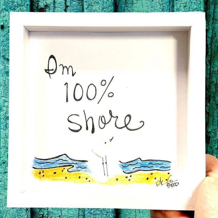 100% Shore MINI - Sea Glass Art - 6x6 Framed for wholesale by Back Bay Designs